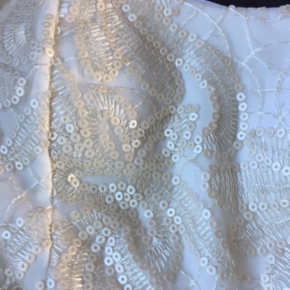 White Strapless HiLow Gown Dress Sequin Sweetheart - Picture 3 of 5